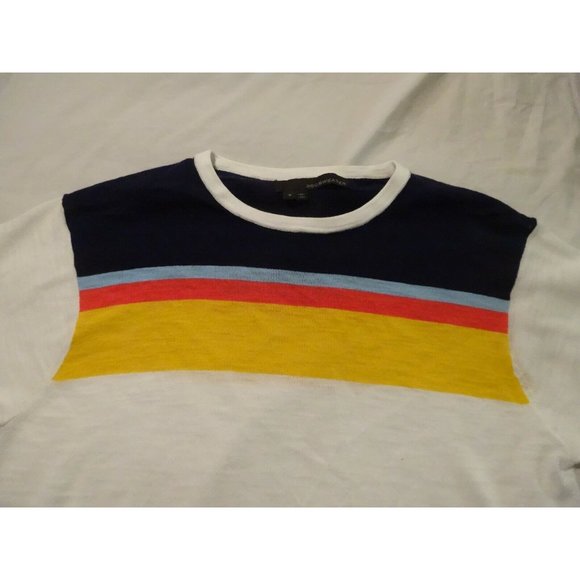 360 Sweater Womens Short Sleeve T Shirt Color‎ Striped Cotton Shirt Simple Sz S - Picture 2 of 5